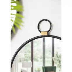Kirklands Home Decorative Mirrors|Black Metal Frame Round Loop Wall Mirror