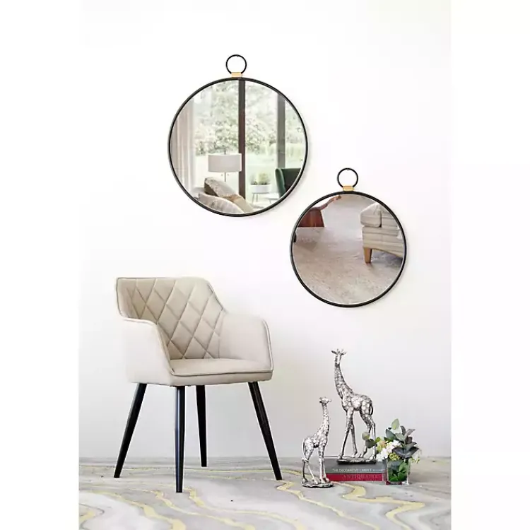 Kirklands Home Decorative Mirrors|Black Metal Frame Round Loop Wall Mirror