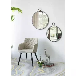 Kirklands Home Decorative Mirrors|Black Metal Frame Round Loop Wall Mirror