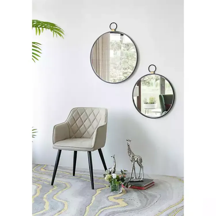 Kirklands Home Decorative Mirrors|Black Metal Frame Round Loop Wall Mirror