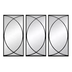 Kirklands Home Decorative Mirrors|Black Metal Geometric Wall Mirrors, Set of 3