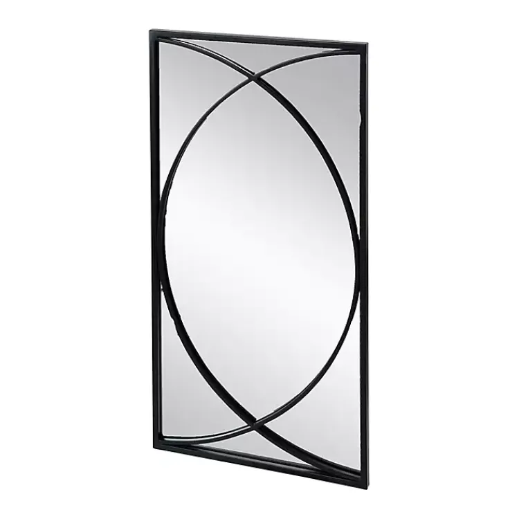Kirklands Home Decorative Mirrors|Black Metal Geometric Wall Mirrors, Set of 3