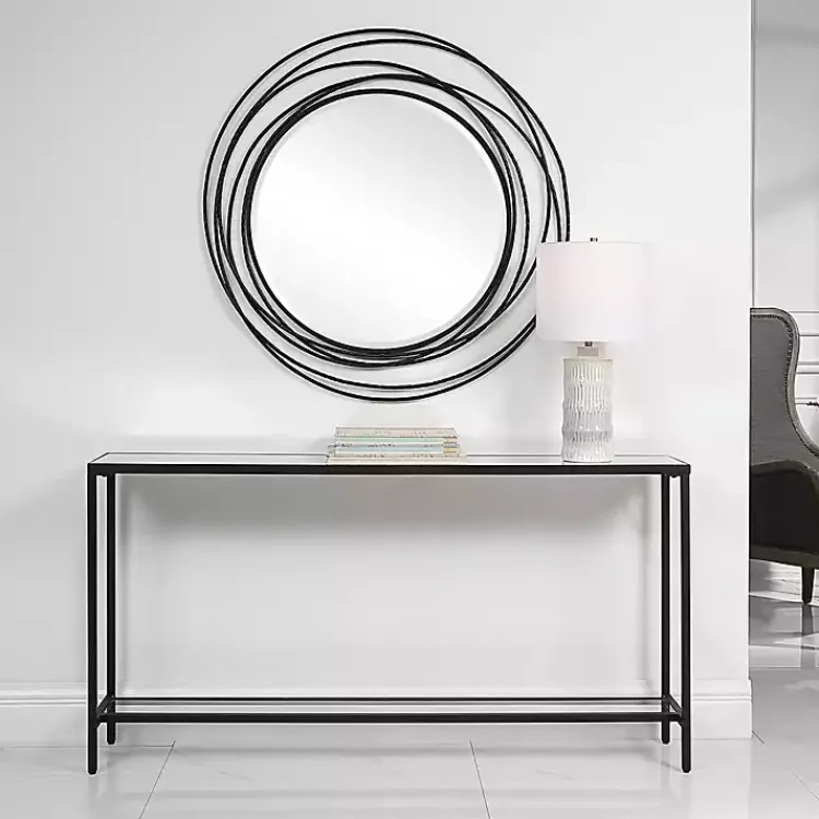 Kirklands Home Console Tables|Metal Glass Top Console Table Black