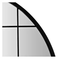 Kirklands Home Decorative Mirrors|Black Metal Grid Frame Round Wall Mirror