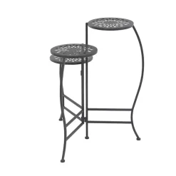 Kirklands Home Planters|Metal Medallion 3-Tier Folding Plant Stand Black
