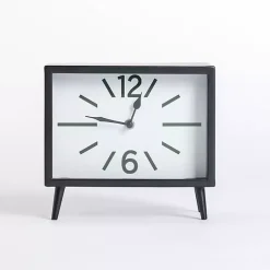 Clearance Black Metal Mid-Century Modern Tabletop Clock Decorative Accents
