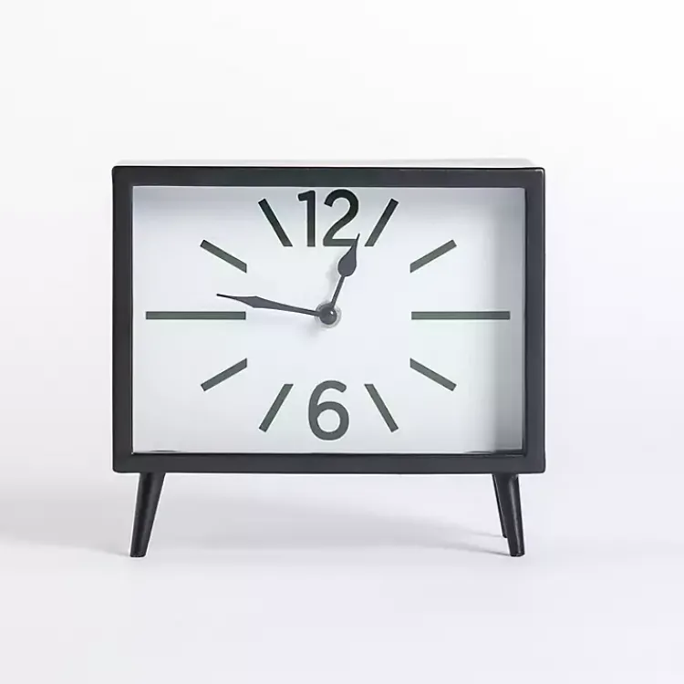 Clearance Black Metal Mid-Century Modern Tabletop Clock Decorative Accents