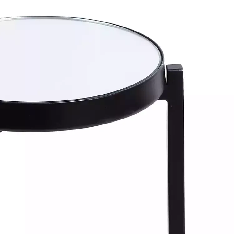 Kirklands Home Accent & End Tables|Metal Mirrored Tabletop Aguilar Drink Table Black
