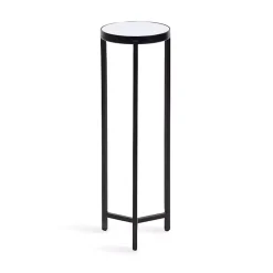 Kirklands Home Accent & End Tables|Metal Mirrored Tabletop Aguilar Drink Table Black
