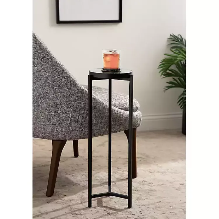 Kirklands Home Accent & End Tables|Metal Mirrored Tabletop Aguilar Drink Table Black