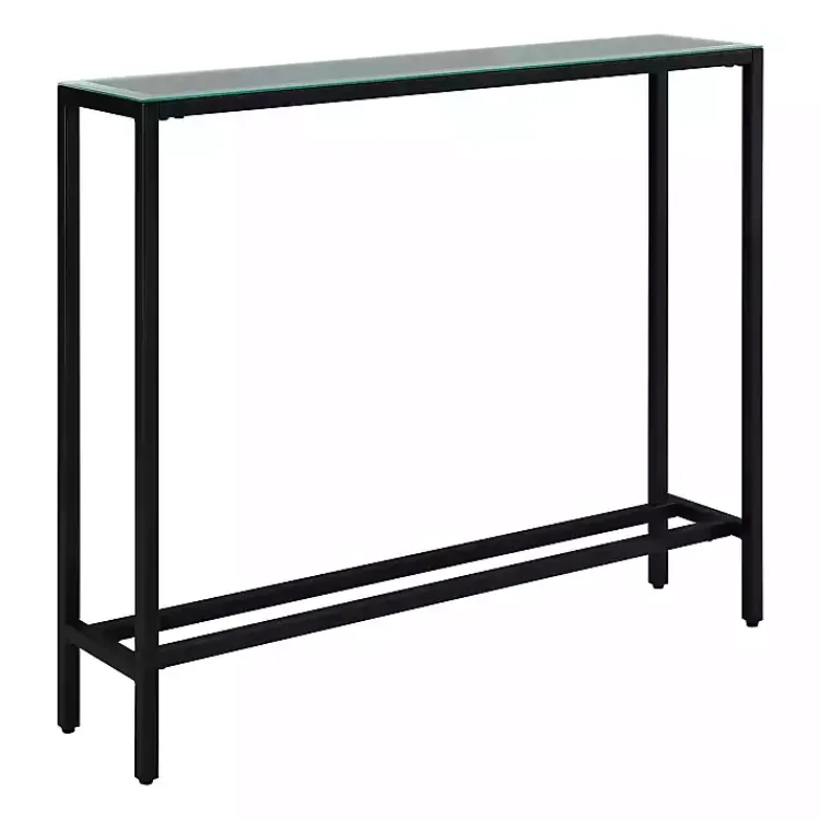 Kirklands Home Console Tables|Metal Mirrored Top Slim Console Table Black