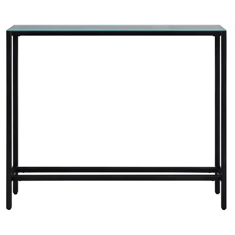 Kirklands Home Console Tables|Metal Mirrored Top Slim Console Table Black