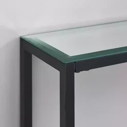 Kirklands Home Console Tables|Metal Mirrored Top Slim Console Table Black
