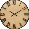 Kirklands Home Clocks|Black Metal Natural Wood Wall Clock