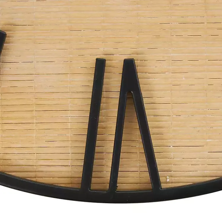 Kirklands Home Clocks|Black Metal Natural Wood Wall Clock