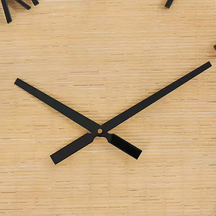 Kirklands Home Clocks|Black Metal Natural Wood Wall Clock