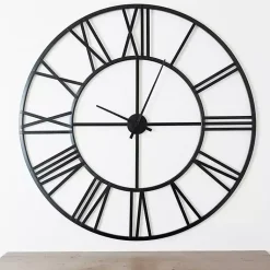 Kirklands Home Clocks|Black Metal Open Face Aiden Wall Clock