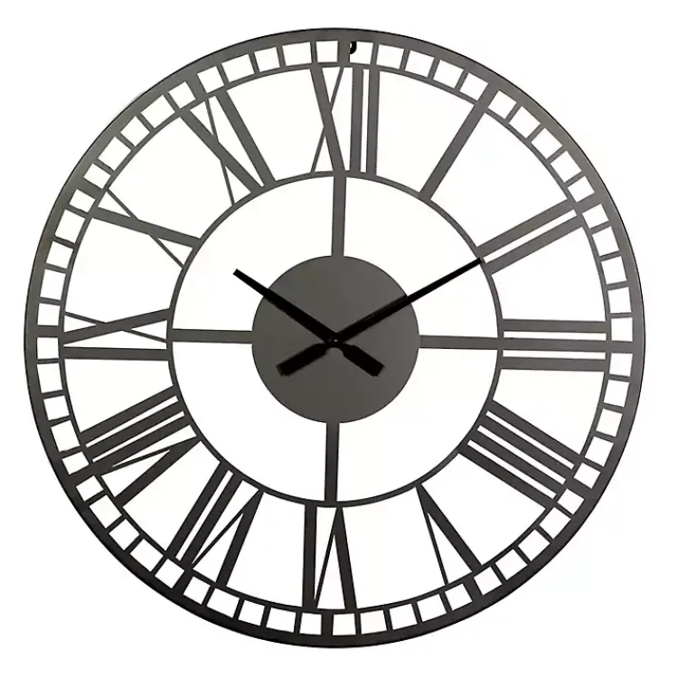 Kirklands Home Clocks|Black Metal Open Frame Wall Clock