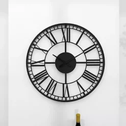 Kirklands Home Clocks|Black Metal Open Frame Wall Clock