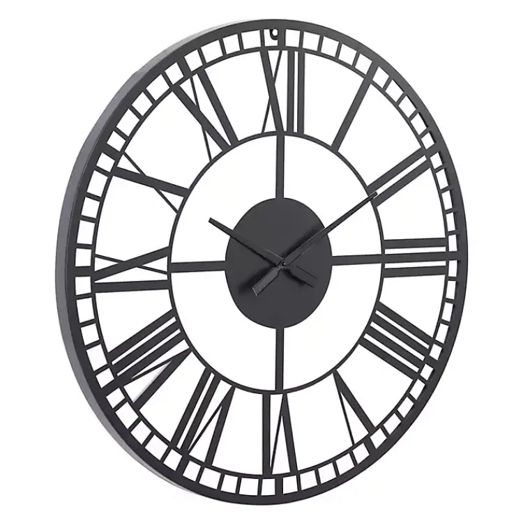 Kirklands Home Clocks|Black Metal Open Frame Wall Clock