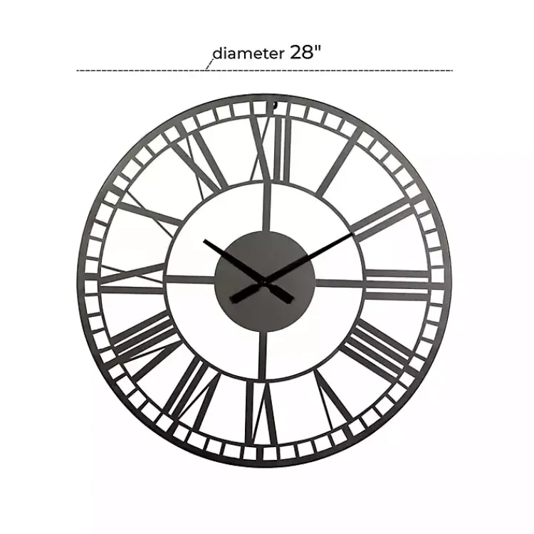 Kirklands Home Clocks|Black Metal Open Frame Wall Clock