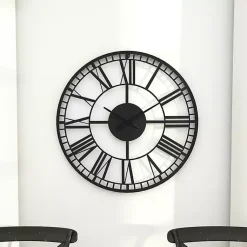 Kirklands Home Clocks|Black Metal Open Frame Wall Clock