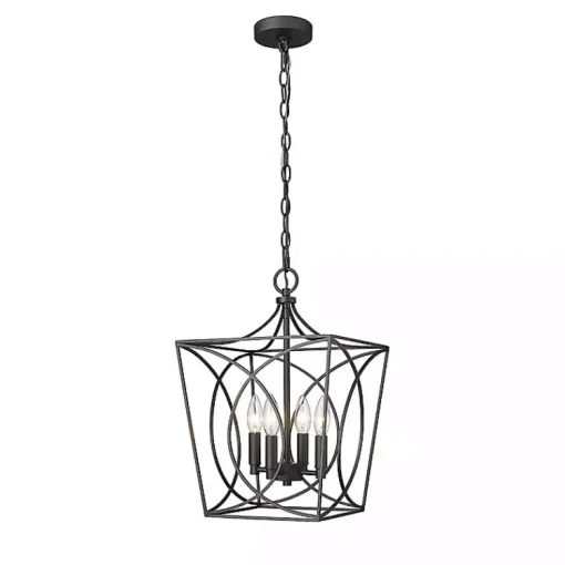 Kirklands Home Chandeliers & Pendant Lighting|Metal Open Swirl Pendant Light Black