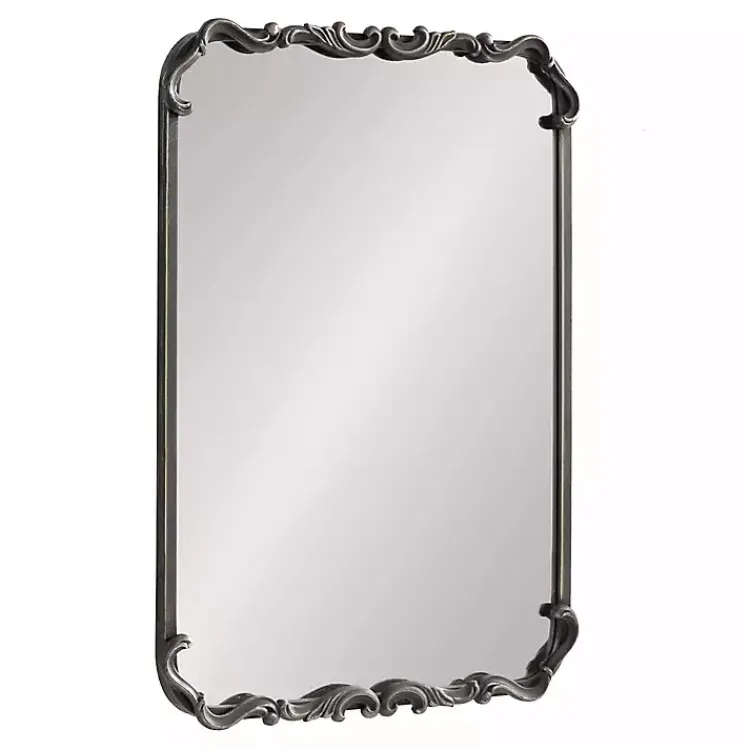 Kirklands Home Decorative Mirrors|Black Metal Ornamental Wall Mirror
