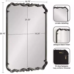 Kirklands Home Decorative Mirrors|Black Metal Ornamental Wall Mirror