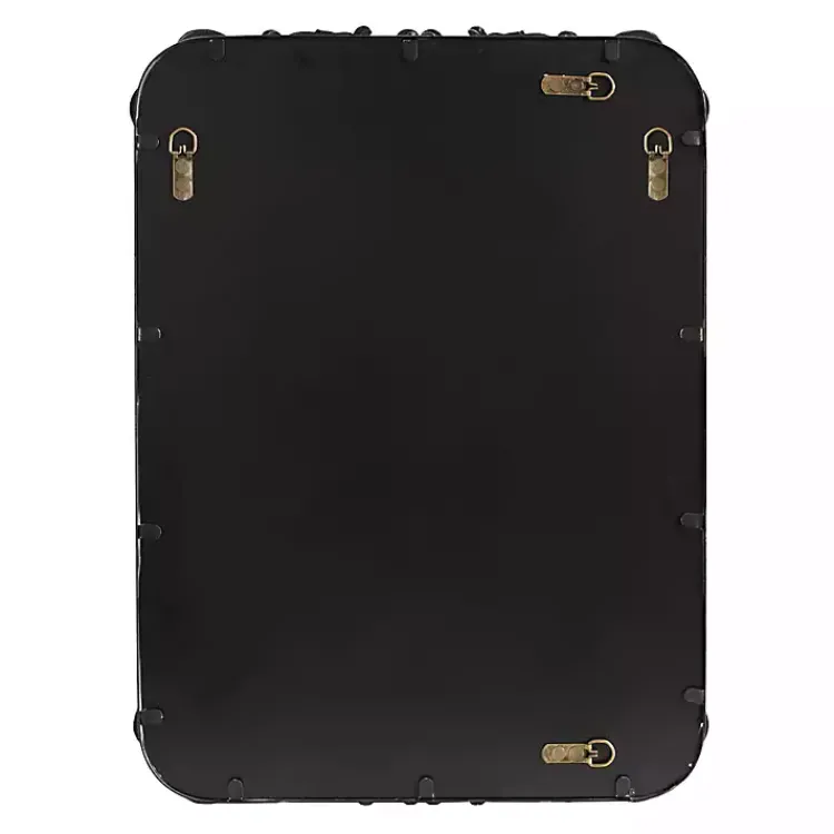 Kirklands Home Decorative Mirrors|Black Metal Ornamental Wall Mirror