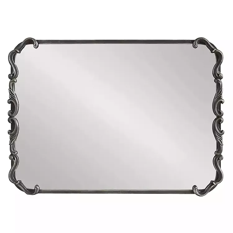 Kirklands Home Decorative Mirrors|Black Metal Ornamental Wall Mirror