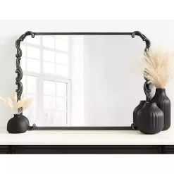 Kirklands Home Decorative Mirrors|Black Metal Ornamental Wall Mirror