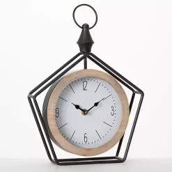 Online Black Metal Pentagon Frame Tabletop Clock Decorative Accents