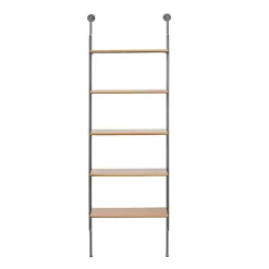 Kirklands Home Shelves|Black Metal Pipe Frame Brown Wood Wall Shelf