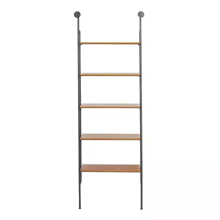 Kirklands Home Shelves|Black Metal Pipe Frame Brown Wood Wall Shelf