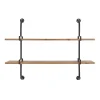 Kirklands Home Shelves|Black Metal Pipe Two-Tier Wall Mounted Shelf