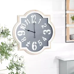 Kirklands Home Clocks|Black Metal Quatrefoil Farmhouse Wall Clock