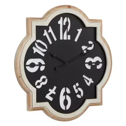 Kirklands Home Clocks|Black Metal Quatrefoil Farmhouse Wall Clock