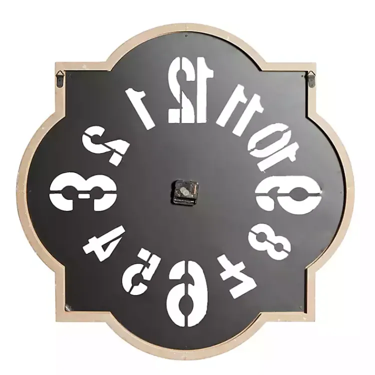 Kirklands Home Clocks|Black Metal Quatrefoil Farmhouse Wall Clock