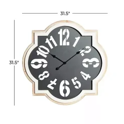 Kirklands Home Clocks|Black Metal Quatrefoil Farmhouse Wall Clock