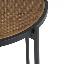 Kirklands Home Accent & End Tables|Black Metal Rattan Accent Tables, Set of 2 Brown