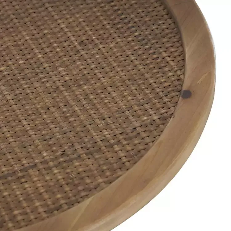 Kirklands Home Accent & End Tables|Black Metal Rattan Pedestal Accent Table, 19 in. Brown