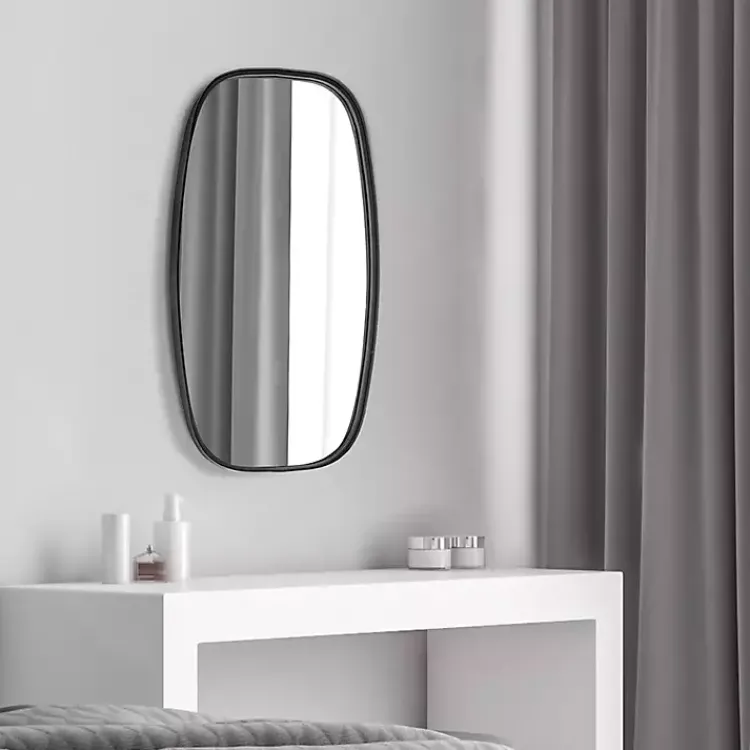 Kirklands Home Decorative Mirrors|Black Metal Rectangular Wall Mirror, 18x31.5 in.