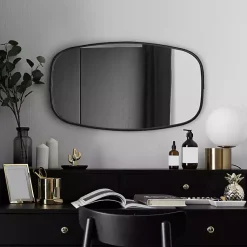 Kirklands Home Decorative Mirrors|Black Metal Rectangular Wall Mirror, 18x31.5 in.