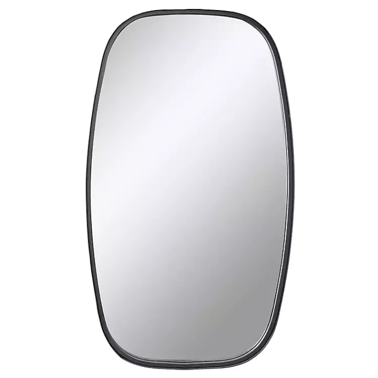 Kirklands Home Decorative Mirrors|Black Metal Rectangular Wall Mirror, 18x31.5 in.