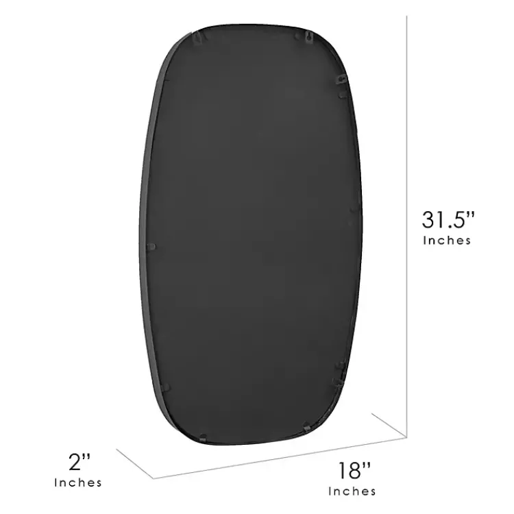 Kirklands Home Decorative Mirrors|Black Metal Rectangular Wall Mirror, 18x31.5 in.