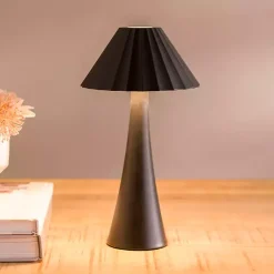 Kirklands Home Table Lamps|Metal Ribbed Rechargeable Touch Lamp Black