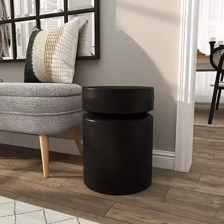 Kirklands Home Accent & End Tables|Metal Round Drum Accent Table Black