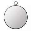 Kirklands Home Decorative Mirrors|Black Metal Round Top Loop Wall Mirror