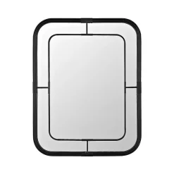 Kirklands Home Decorative Mirrors|Black Metal Rounded Corner Frame Wall Mirror